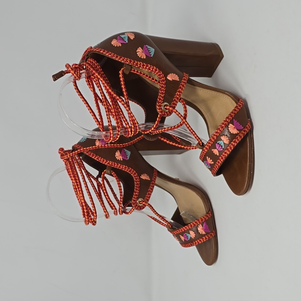Schutz Ankle Strap Boho Heels Brown Size 7